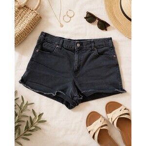 Signature by Levi Strauss Womens Jean Shorts 14 W31 Black High Rise Cut Off